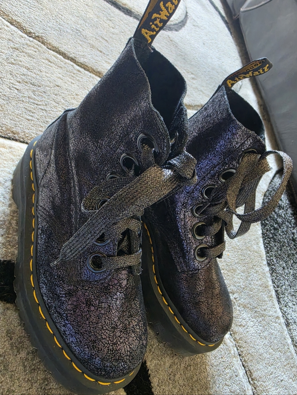 Dr. Martens Molly Iridescent Crackle Leather Platform Boots